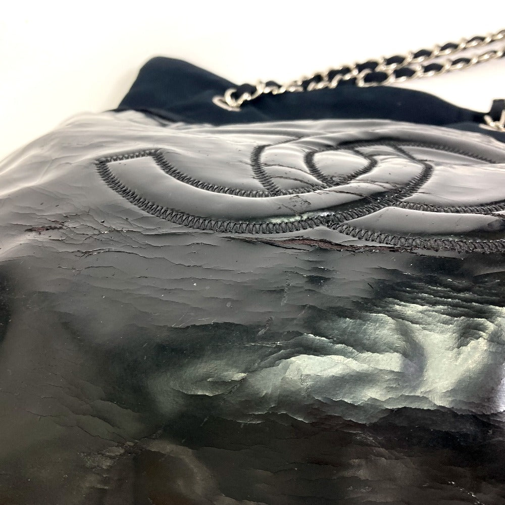 CHANEL 肩掛け トートバッグ カバン チェーン ショルダーバッグ トートバッグ エナメル レディース ブラック