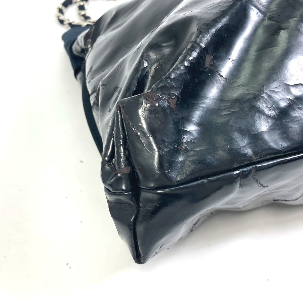 CHANEL 肩掛け トートバッグ カバン チェーン ショルダーバッグ トートバッグ エナメル レディース ブラック