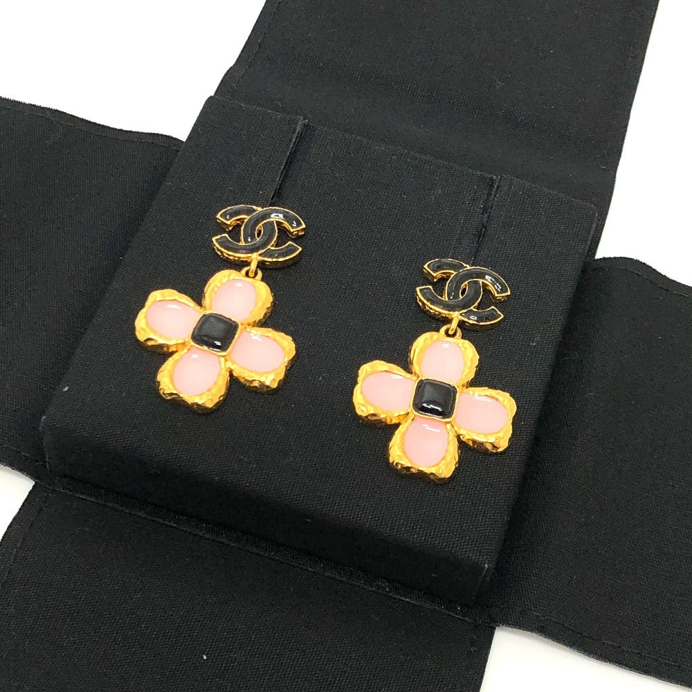 CHANEL L23 ココマーク フラワー ジュエリー アクセサリー 耳飾り ピアス メタル レディース ピンク×ブラック ゴールド