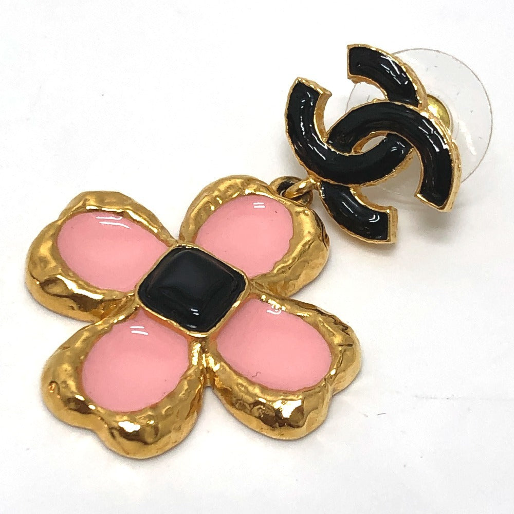 CHANEL L23 ココマーク フラワー ジュエリー アクセサリー 耳飾り ピアス メタル レディース ピンク×ブラック ゴールド