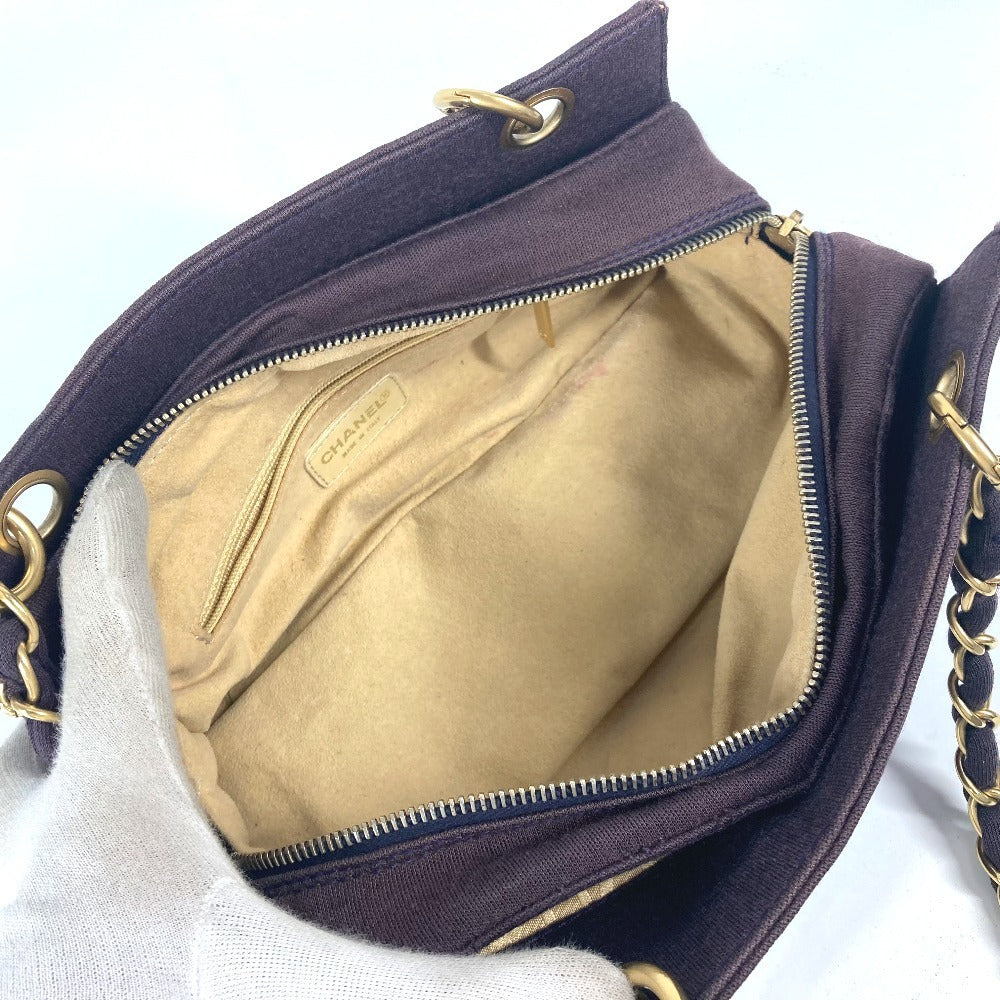 CHANEL CC ロゴ ココマーク チョコバー Wチェーン カバン 肩掛け ショルダーバッグ ジャージ レディース パープル - brandshop-reference