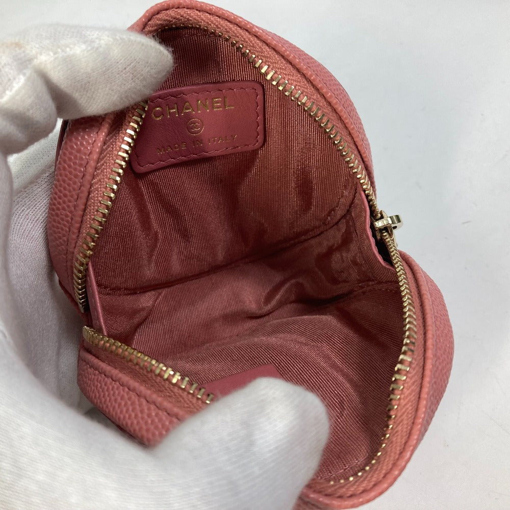 CHANEL Wallet, Round Coin Purse, Filigree CC Coco Mark, Caviar Leather, Pink, Women's
