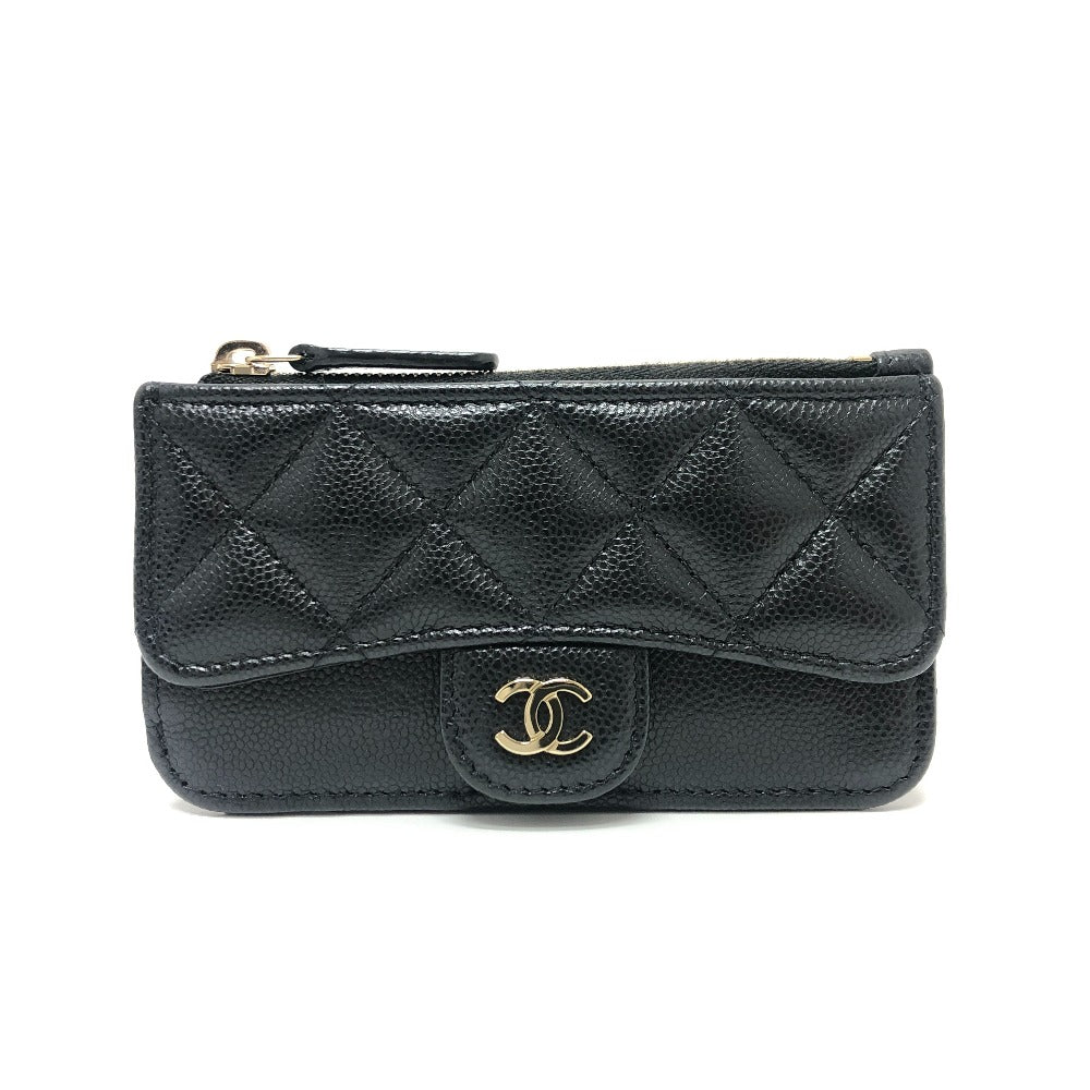 CHANEL AP2570 ココマーク マトラッセ クラシック ジップ カードケース コインケース 財布 ウォレット 小銭入れ コインケース キャビアスキン レディース