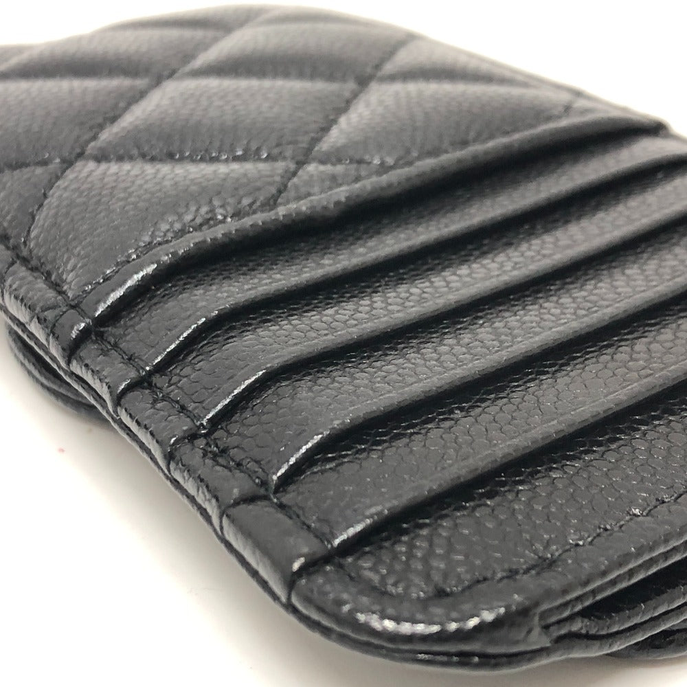 CHANEL AP2570 ココマーク マトラッセ クラシック ジップ カードケース コインケース 財布 ウォレット 小銭入れ コインケース キャビアスキン レディース ブラック - brandshop-reference