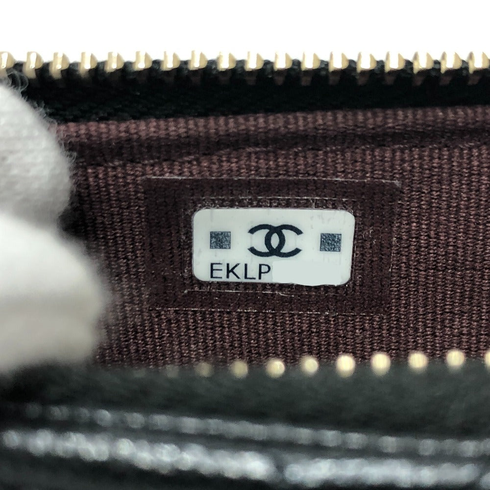 CHANEL AP2570 ココマーク マトラッセ クラシック ジップ カードケース コインケース 財布 ウォレット 小銭入れ コインケース キャビアスキン レディース ブラック - brandshop-reference
