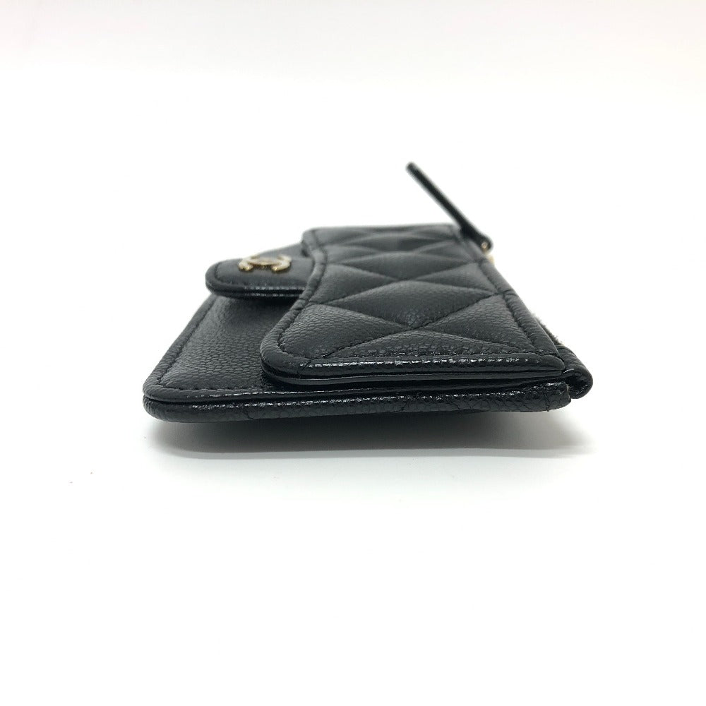 CHANEL AP2570 ココマーク マトラッセ クラシック ジップ カードケース コインケース 財布 ウォレット 小銭入れ コインケース キャビアスキン レディース ブラック - brandshop-reference