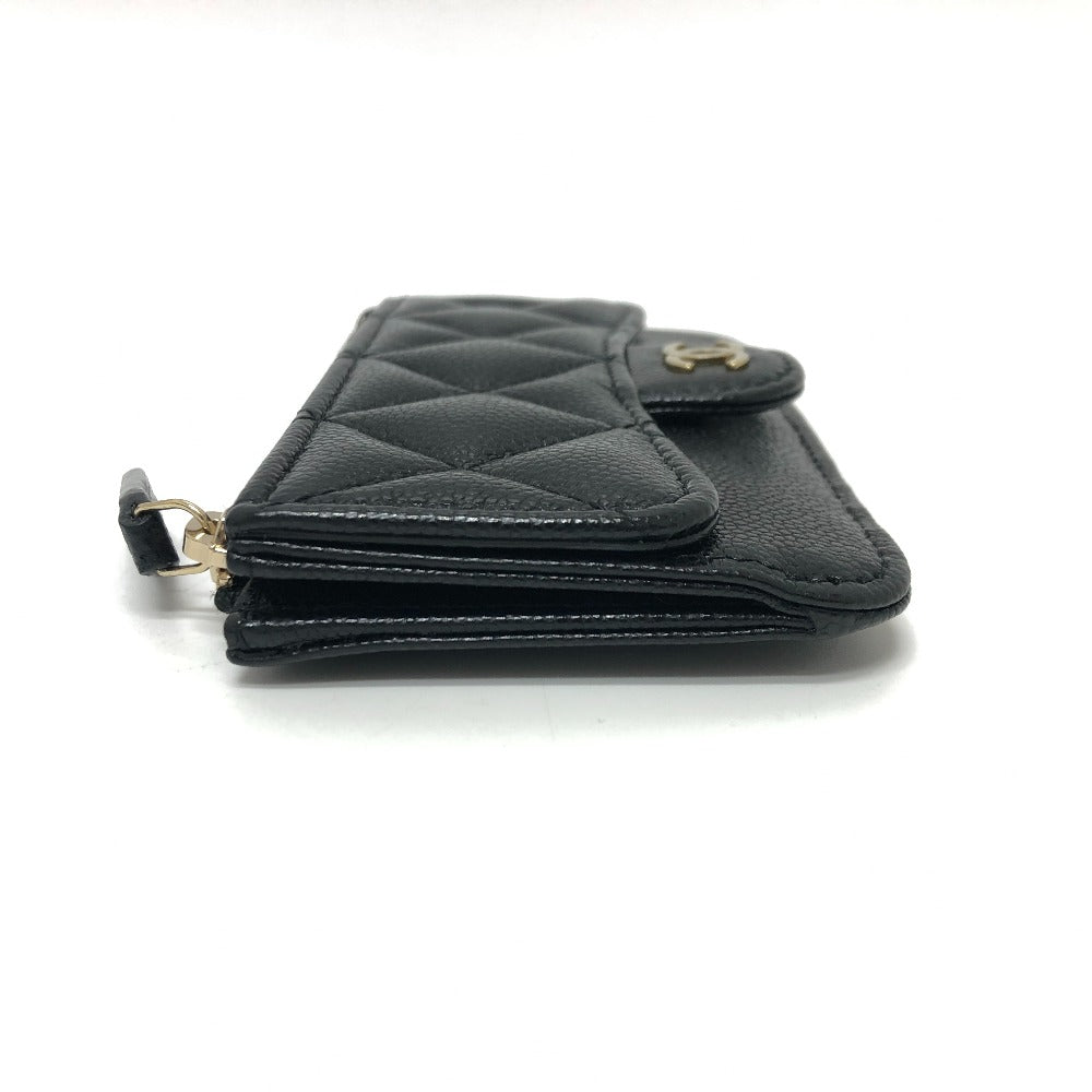 CHANEL AP2570 ココマーク マトラッセ クラシック ジップ カードケース コインケース 財布 ウォレット 小銭入れ コインケース キャビアスキン レディース ブラック - brandshop-reference