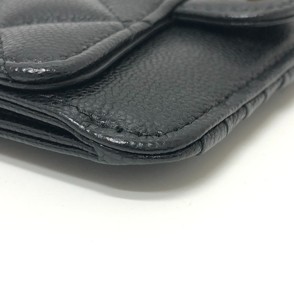 CHANEL AP2570 ココマーク マトラッセ クラシック ジップ カードケース コインケース 財布 ウォレット 小銭入れ コインケース キャビアスキン レディース ブラック - brandshop-reference