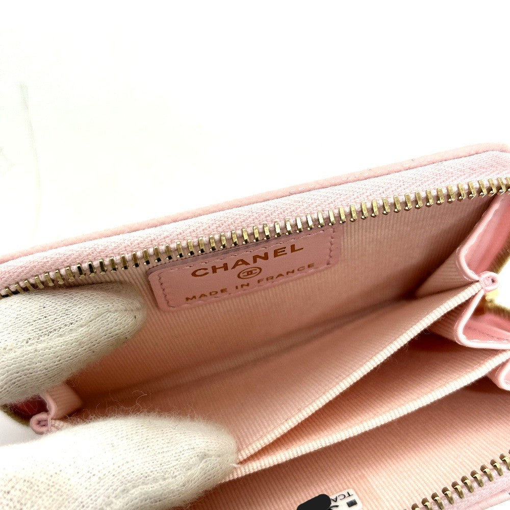 CHANEL AP0216 マトラッセ クラシック ジップ コインパース 小銭入れ 財布 コインケース キャビアスキン レディース ピンク