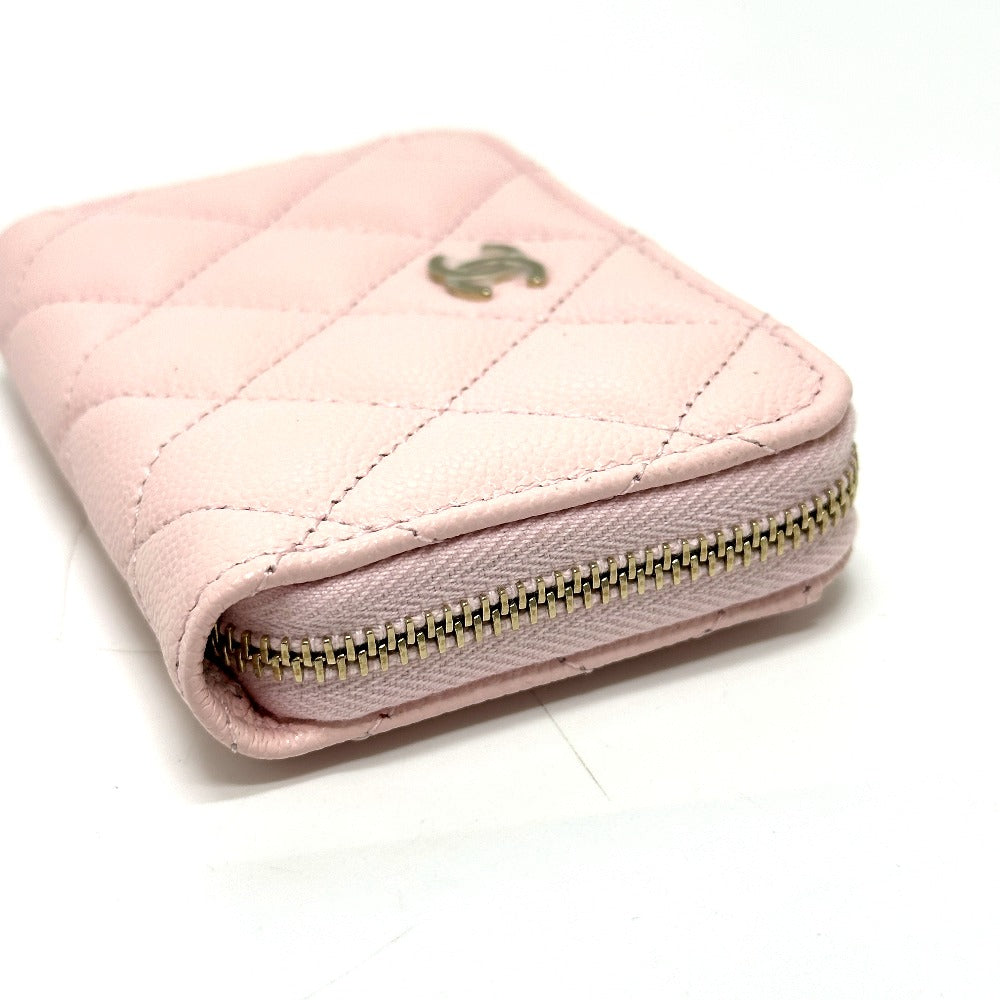 CHANEL AP0216 マトラッセ クラシック ジップ コインパース 小銭入れ 財布 コインケース キャビアスキン レディース ピンク