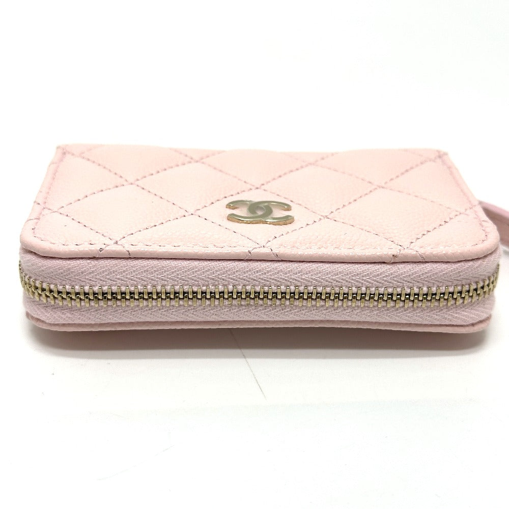 CHANEL AP0216 マトラッセ クラシック ジップ コインパース 小銭入れ 財布 コインケース キャビアスキン レディース ピンク