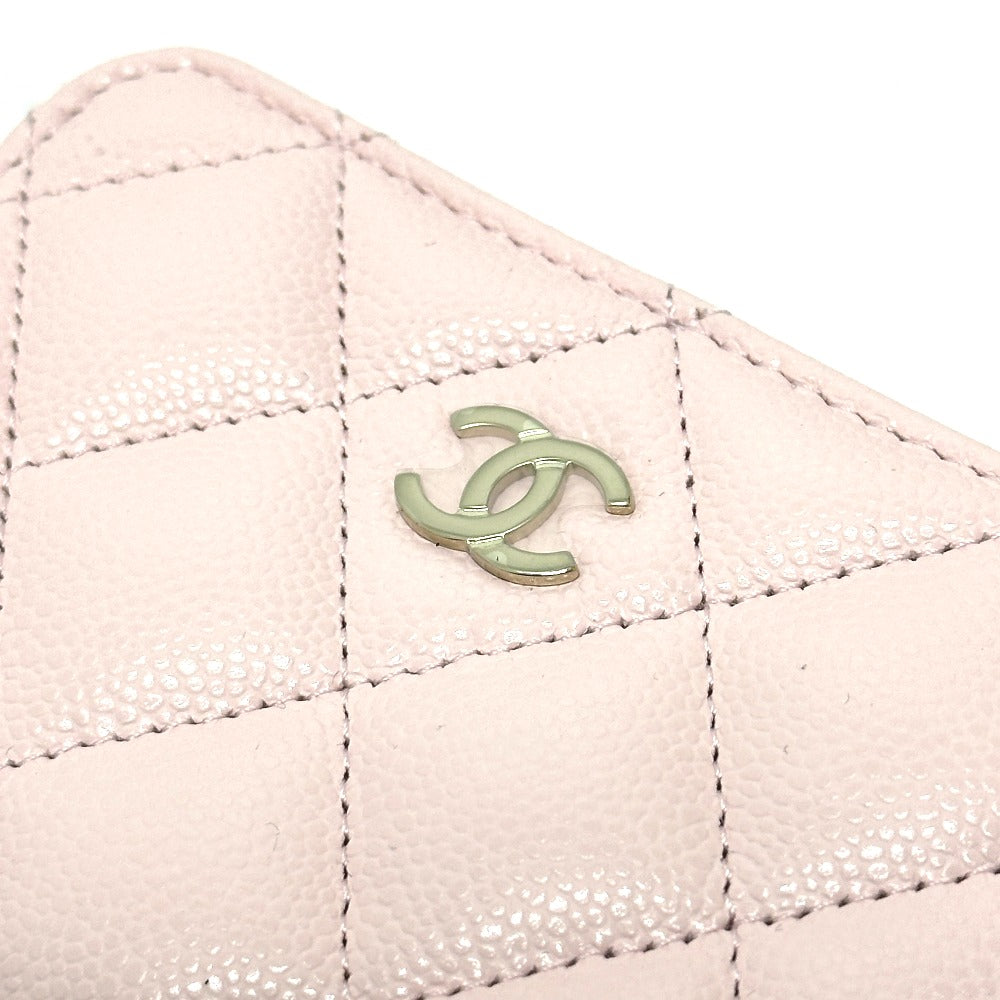 CHANEL AP0216 マトラッセ クラシック ジップ コインパース 小銭入れ 財布 コインケース キャビアスキン レディース ピンク