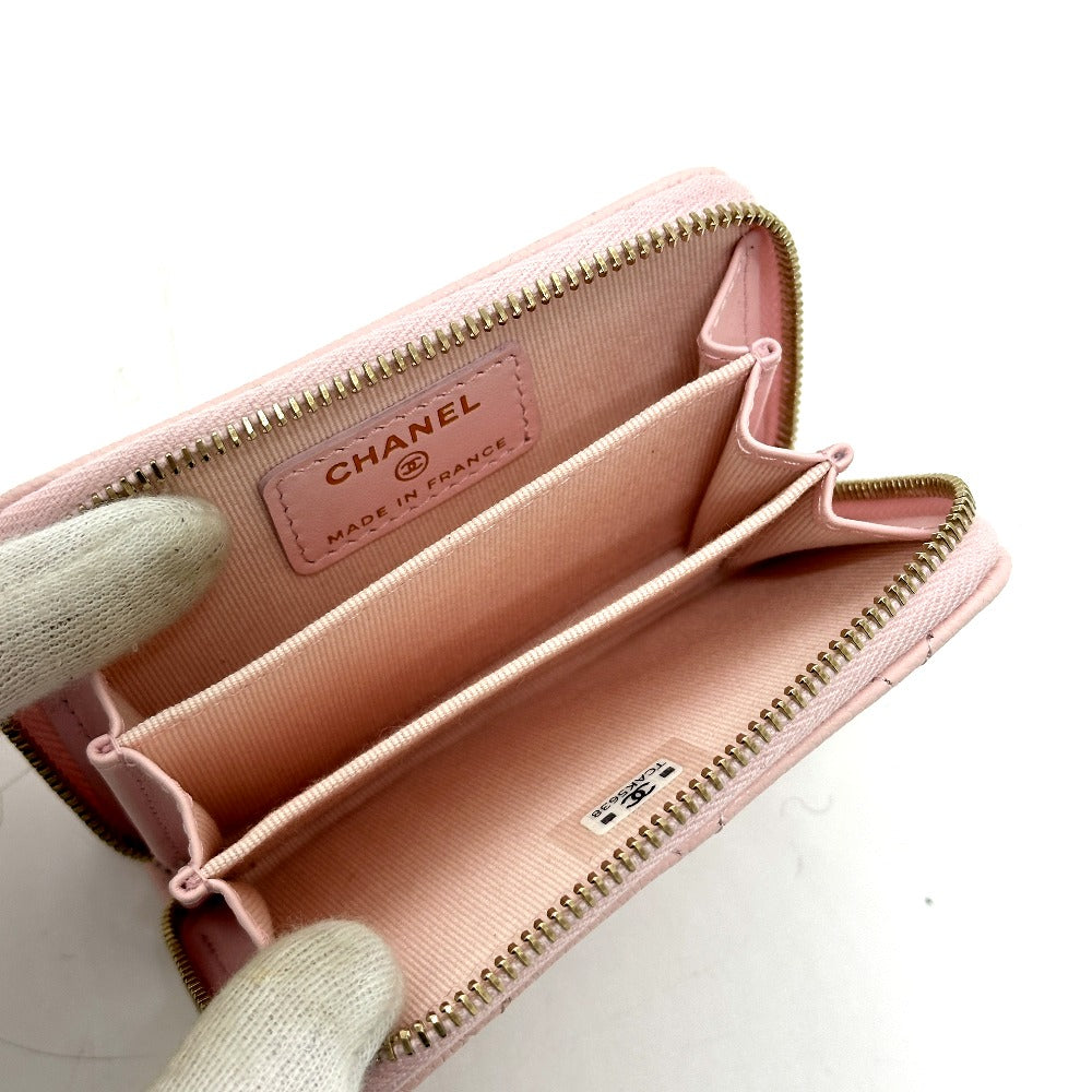 CHANEL AP0216 マトラッセ クラシック ジップ コインパース 小銭入れ 財布 コインケース キャビアスキン レディース ピンク