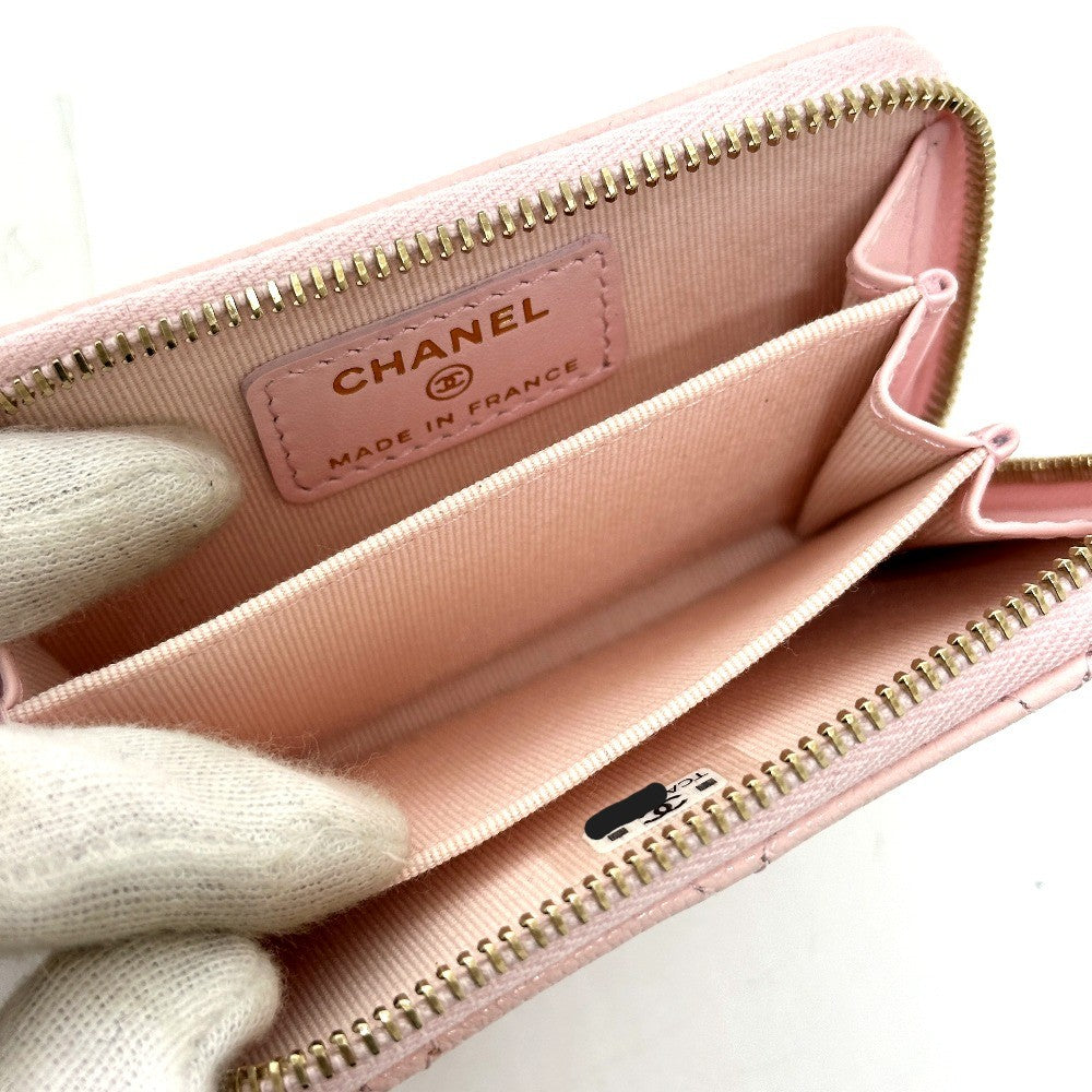 CHANEL AP0216 マトラッセ クラシック ジップ コインパース 小銭入れ 財布 コインケース キャビアスキン レディース ピンク
