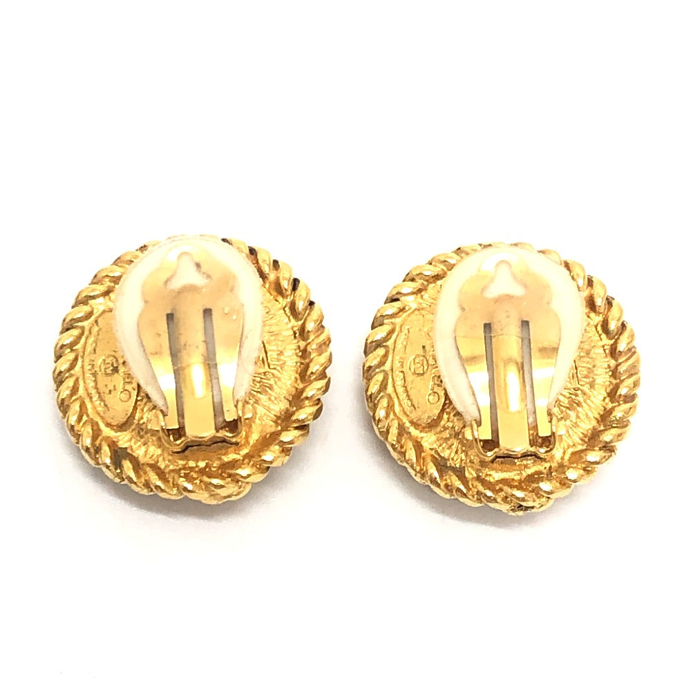CHANEL vintage CC CC Mark logo Chain & Faux Pearl Clip-on Earrings Metal Gold Used