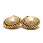 CHANEL vintage CC CC Mark logo Chain & Faux Pearl Clip-on Earrings Metal Gold Used