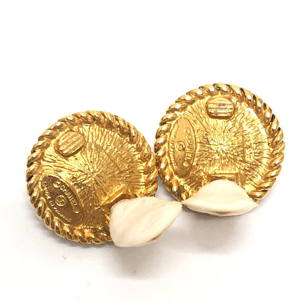 CHANEL vintage CC CC Mark logo Chain & Faux Pearl Clip-on Earrings Metal Gold Used