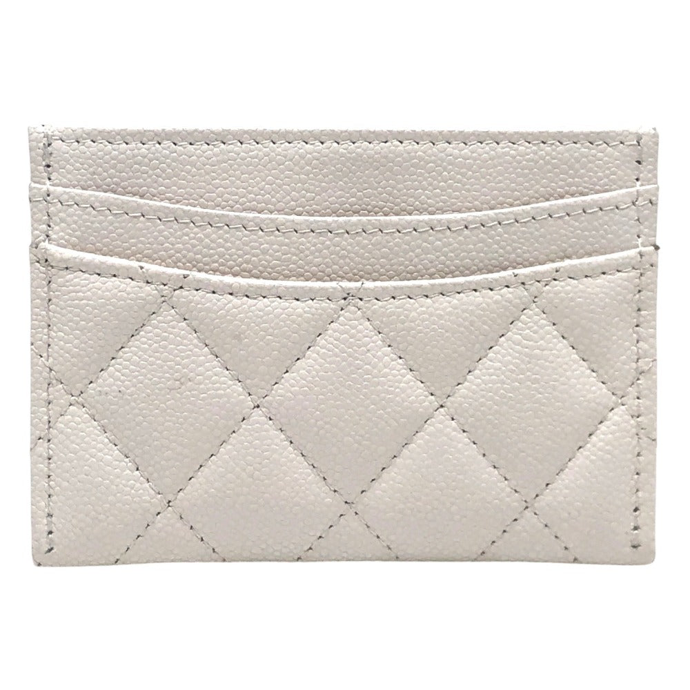 CHANEL AP0213 ココマーク クラシック ゴールド金具 キャビアスキン 小物 カードケース キャビアスキン レディース ホワイト