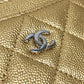CHANEL AP0213 ココマーク クラシック マトラッセ キャビアスキン 小物 カードケース キャビアスキン レディース ゴールド