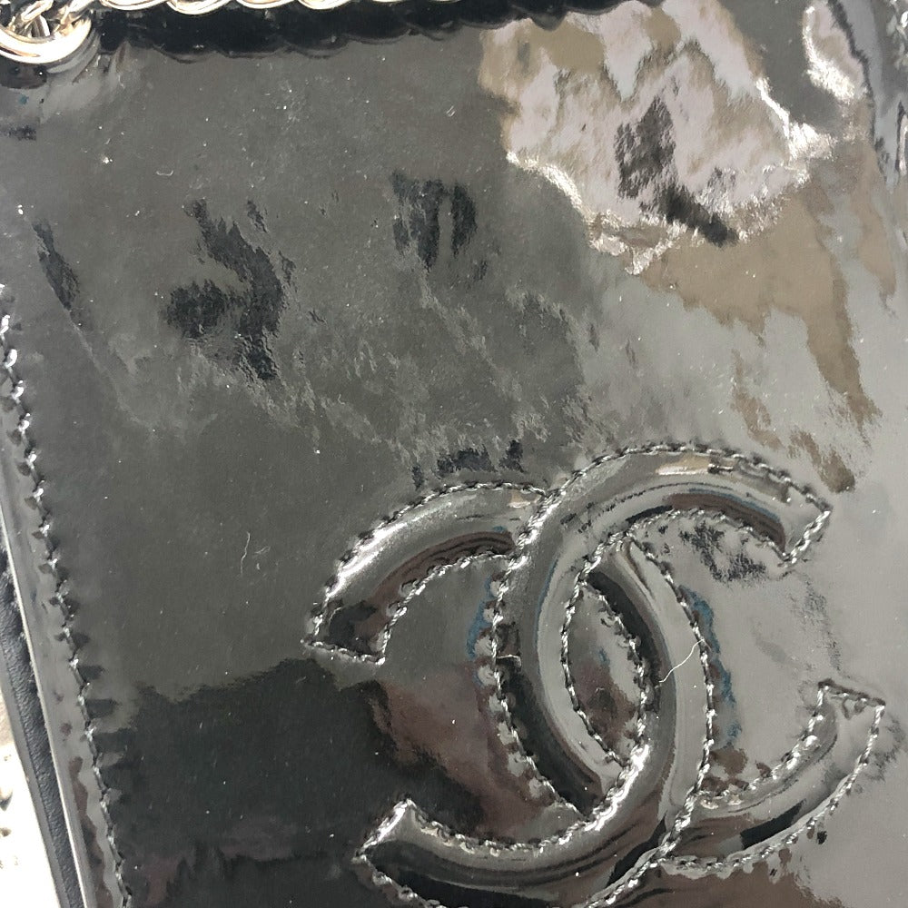 CHANEL Coco Mark Pouch Chain Shoulder Bag Enamel Women's Black