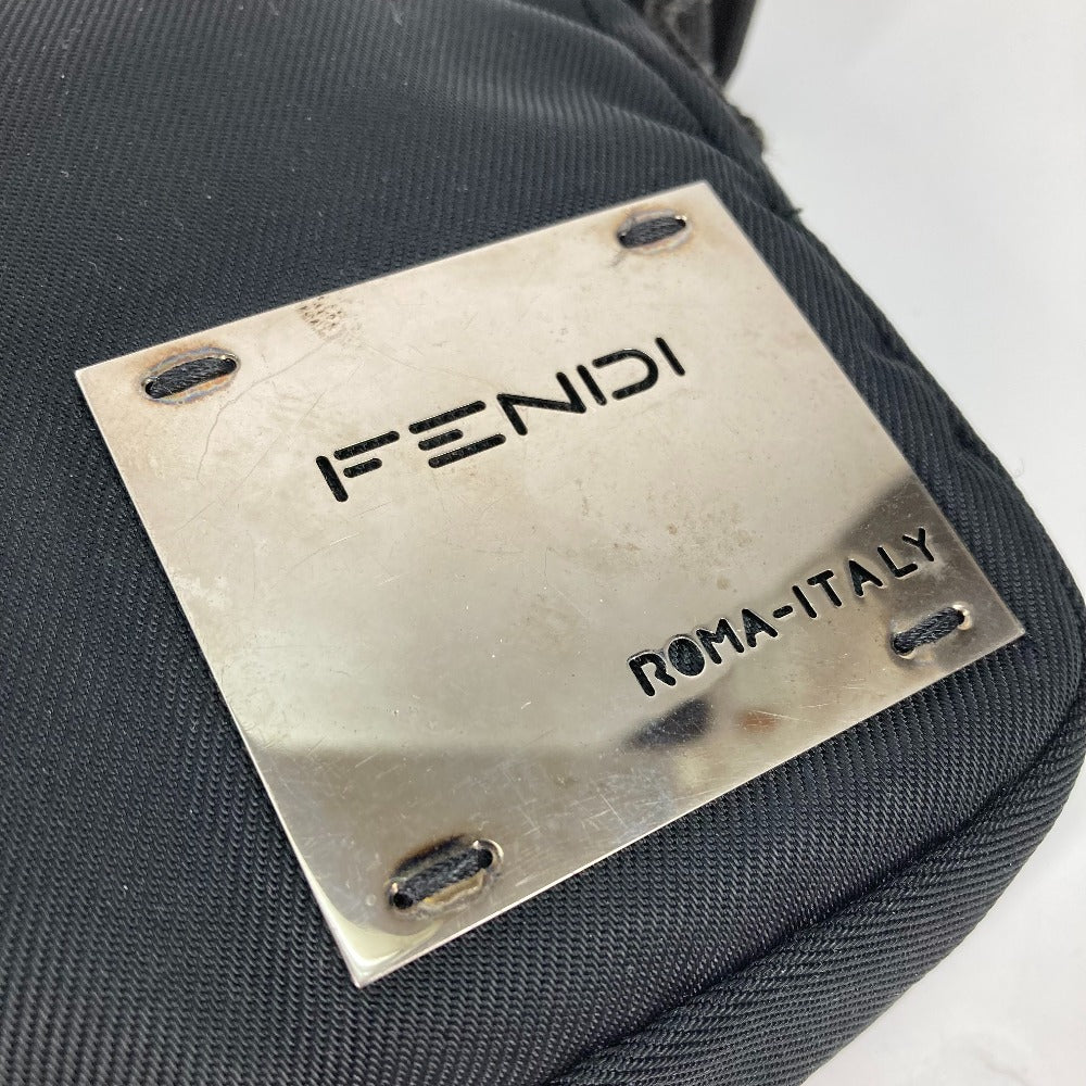 FENDI Crossbody Bag with Logo and Metal Plate, Pochette, Sacoche, Shoulder Bag, Nylon, Men's, Black