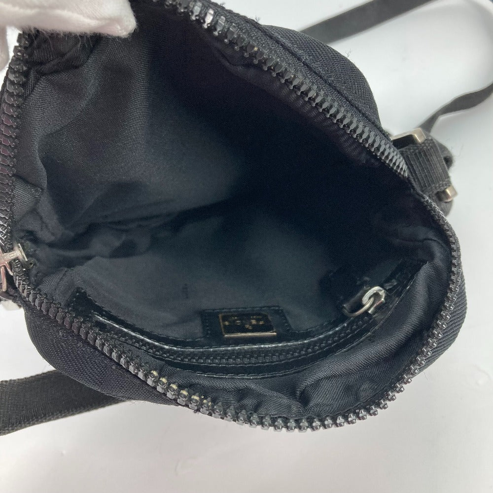 FENDI Crossbody Bag with Logo and Metal Plate, Pochette, Sacoche, Shoulder Bag, Nylon, Men's, Black