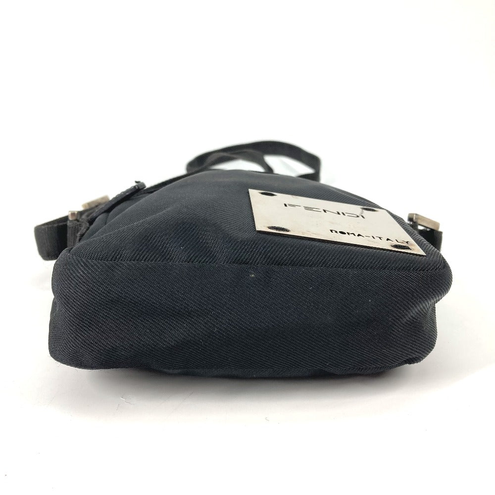 FENDI Crossbody Bag with Logo and Metal Plate, Pochette, Sacoche, Shoulder Bag, Nylon, Men's, Black