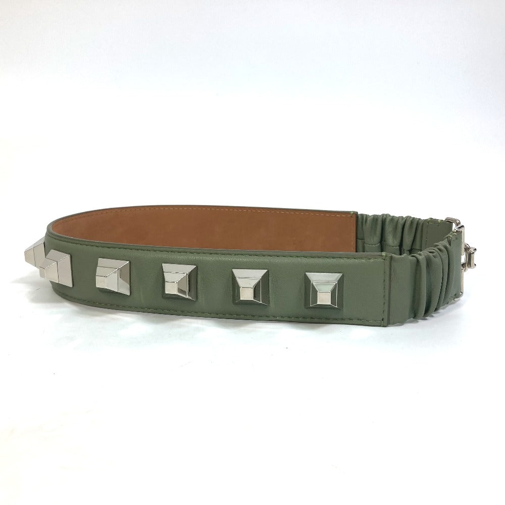 FENDI Studded Waist Belt, Leather Pants Belt, Women's, Khaki