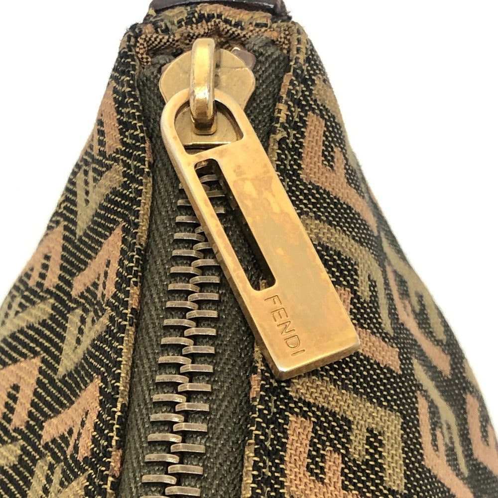 FENDI ズッカ柄 ズッキーノ柄 カバン 編み込みハンドル トートバッグ ハンドバッグ キャンバス レディース カーキ