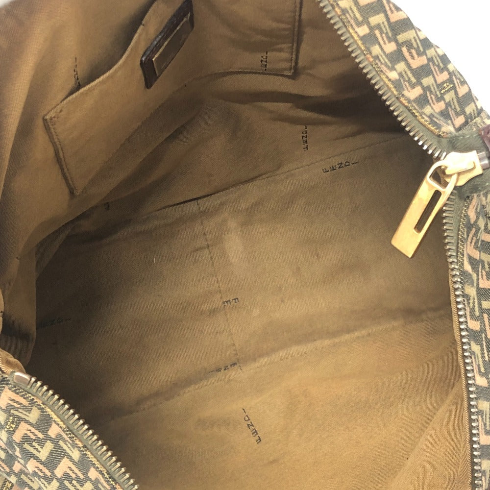 FENDI ズッカ柄 ズッキーノ柄 カバン 編み込みハンドル トートバッグ ハンドバッグ キャンバス レディース カーキ