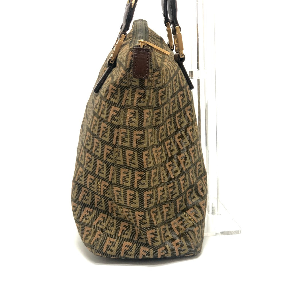 FENDI ズッカ柄 ズッキーノ柄 カバン 編み込みハンドル トートバッグ ハンドバッグ キャンバス レディース カーキ