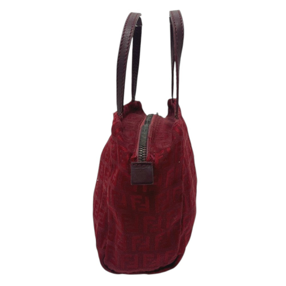 FENDI Zucca Pattern Mini Bag Handbag Logo Vintage Canvas Women's Red