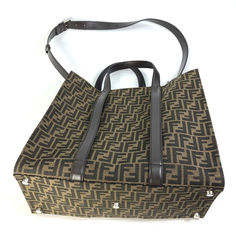 FENDI 7VA390 Zucca Crossbody Shopping Bag, 2-Way Shoulder Bag, Handbag, Tote Bag, Canvas/Leather, Men's, Brown