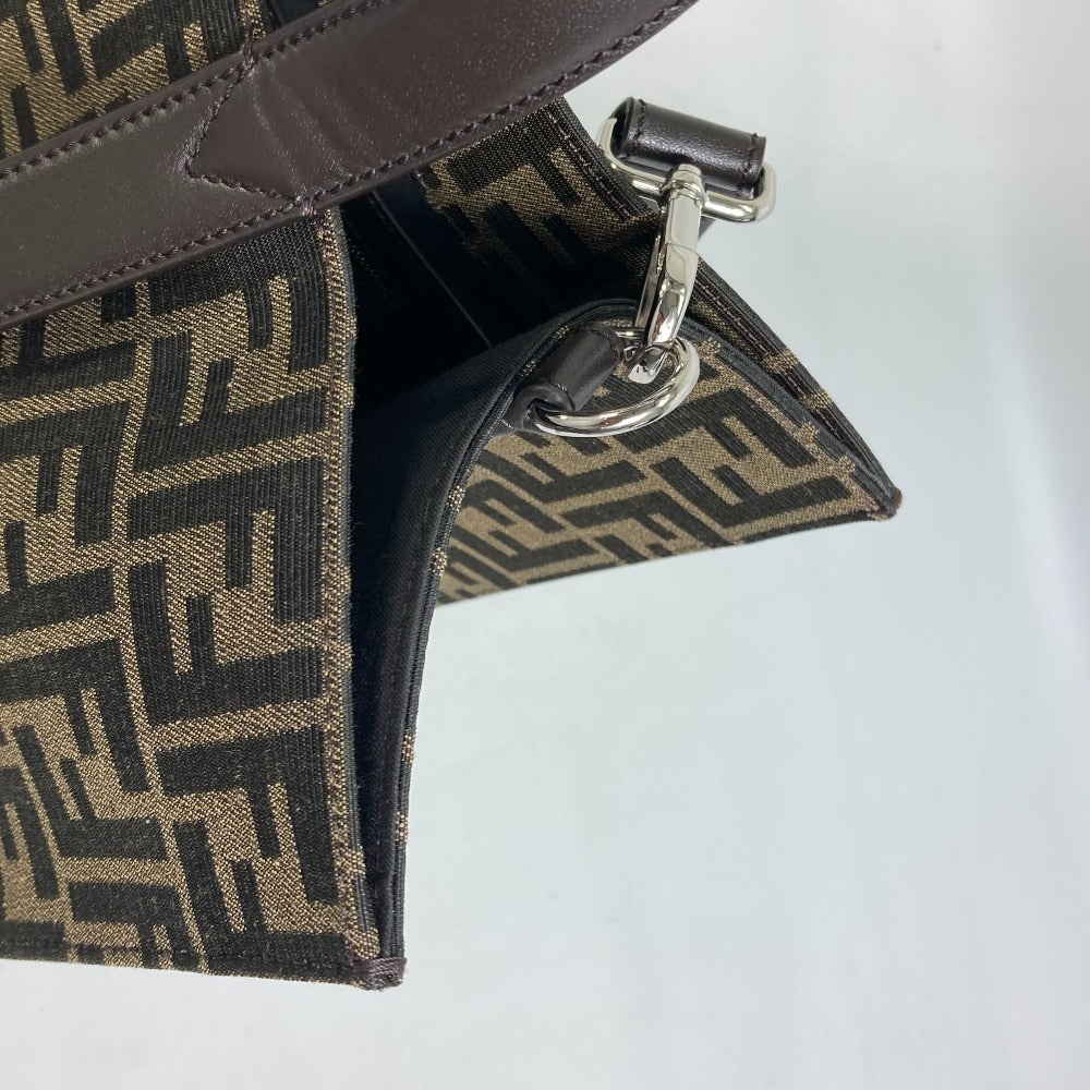 FENDI 7VA390 Zucca Crossbody Shopping Bag, 2-Way Shoulder Bag, Handbag, Tote Bag, Canvas/Leather, Men's, Brown