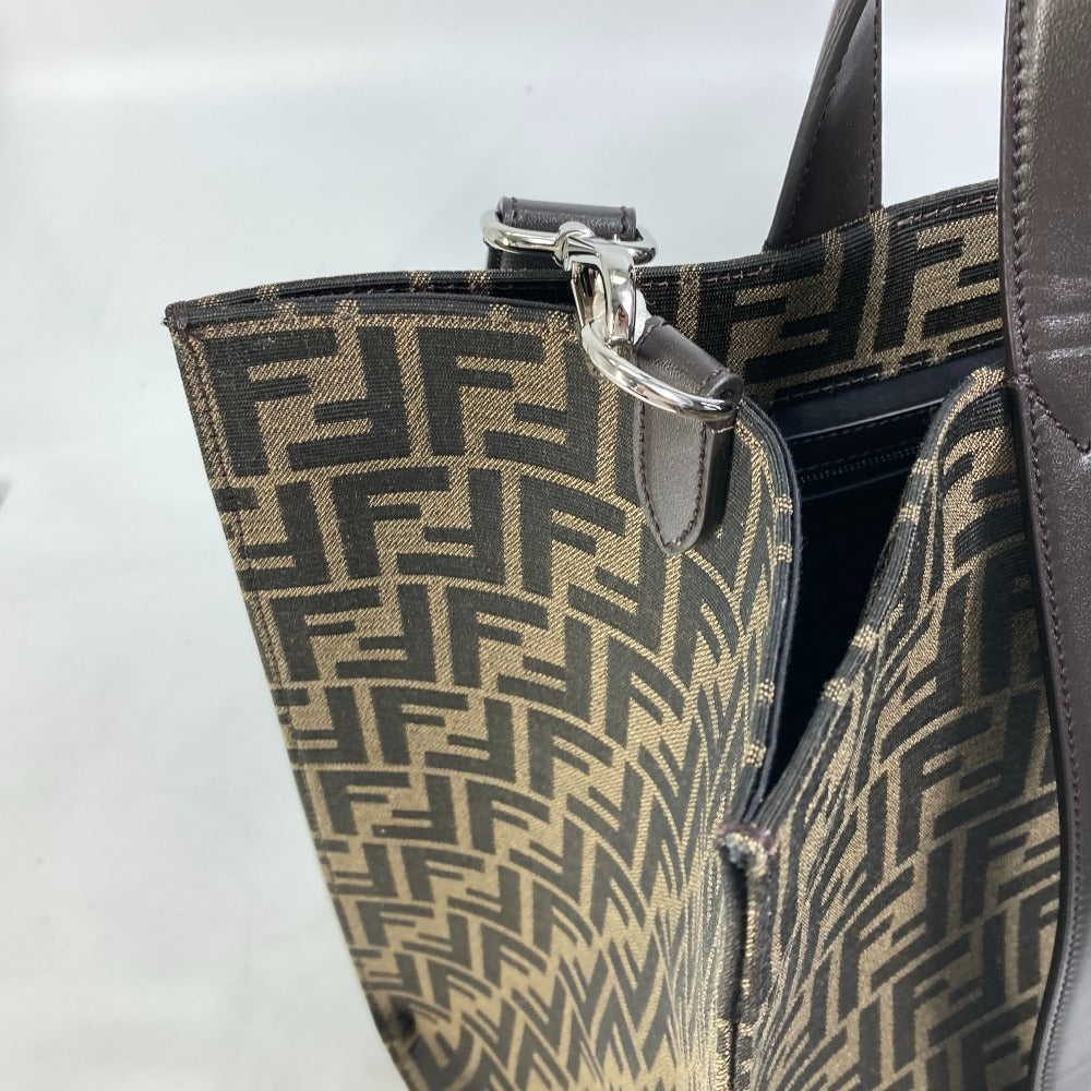 FENDI 7VA390 Zucca Crossbody Shopping Bag, 2-Way Shoulder Bag, Handbag, Tote Bag, Canvas/Leather, Men's, Brown