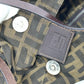 FENDI Zucca Pattern Bag Logo Metal Handbag All Over Pattern Shoulder Tote Bag Canvas/Leather Women's Brown