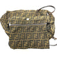 FENDI Zucca Pattern Bag Logo Metal Handbag All Over Pattern Shoulder Tote Bag Canvas/Leather Women's Brown