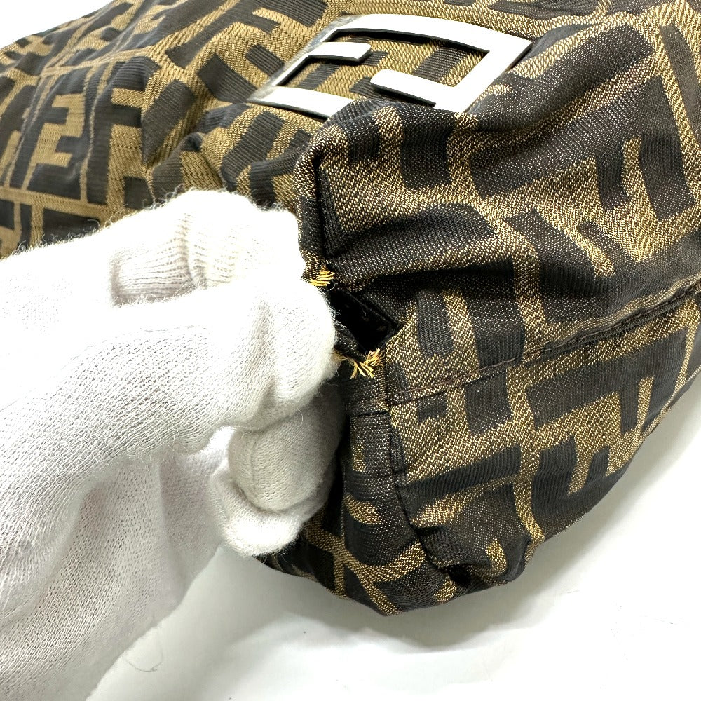 FENDI Zucca Pattern Bag Logo Metal Handbag All Over Pattern Shoulder Tote Bag Canvas/Leather Women's Brown