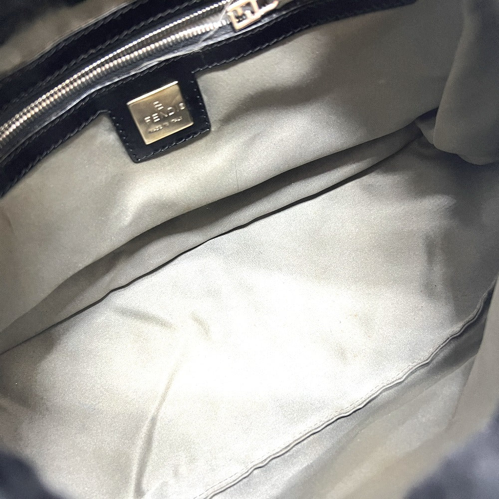 FENDI Mamma Bucket Shoulder Handbag in Black with Fur