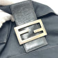 FENDI FFロゴ マンマバケット 肩掛け カバン フラップ バッグ ハンドバッグ ナイロン レディース ブラック