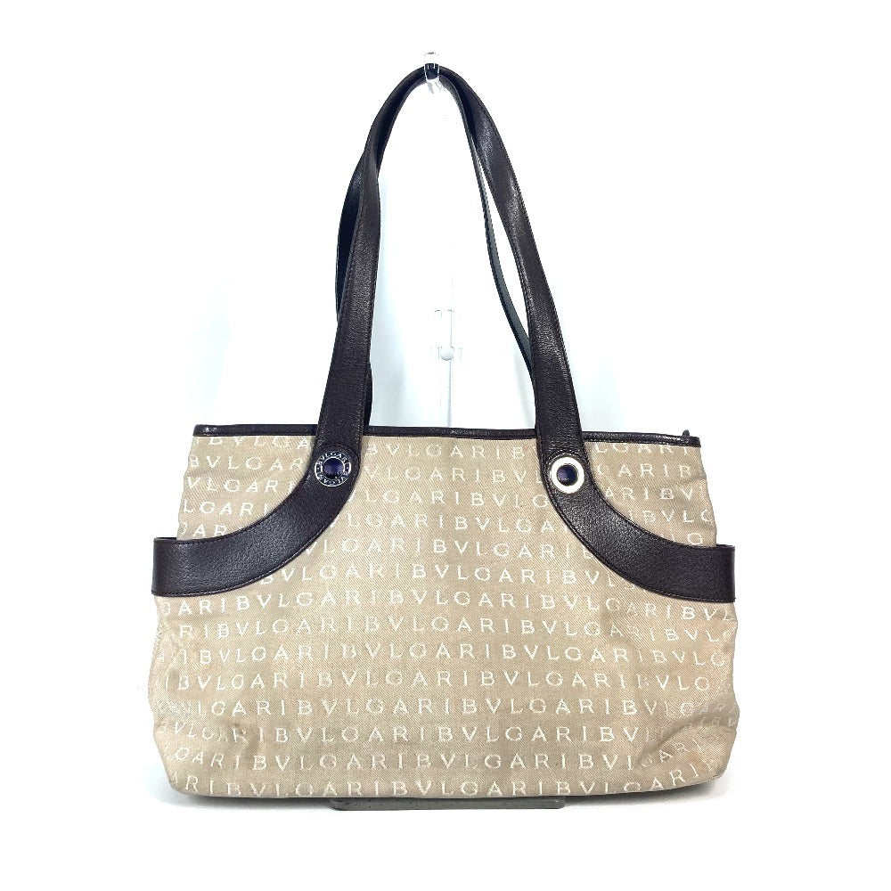 BVLGARI ロゴマニア カバン ショルダーバッグ 肩掛け トートバッグ キャンバス/レザー レディース ベージュ - brandshop-reference