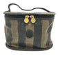 FENDI FF Logo Pecan Oval Vanity Bag, Accessory Case, PVC/Leather Handbag, Women's, Brown/Black