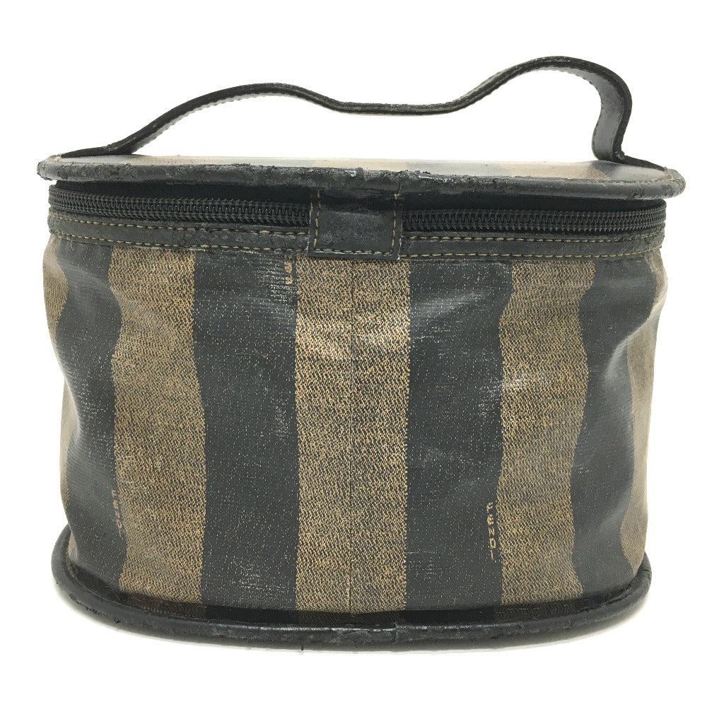 FENDI FF Logo Pecan Oval Vanity Bag, Accessory Case, PVC/Leather Handbag, Women's, Brown/Black