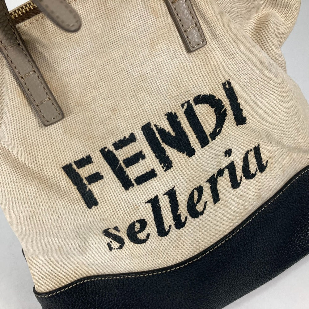 FENDI トートバッグ バイカラー セレリア ロゴ 肩掛け  ショルダーバッグ キャンバス/レザー レディース - brandshop-reference