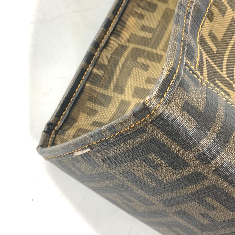 FENDI メッシュバッグ ビーチバッグ ヴィンテージ ズッカ ポーチ付き トートバッグ 肩掛け ショルダーバッグ コーティングレザー レディース ブラウン