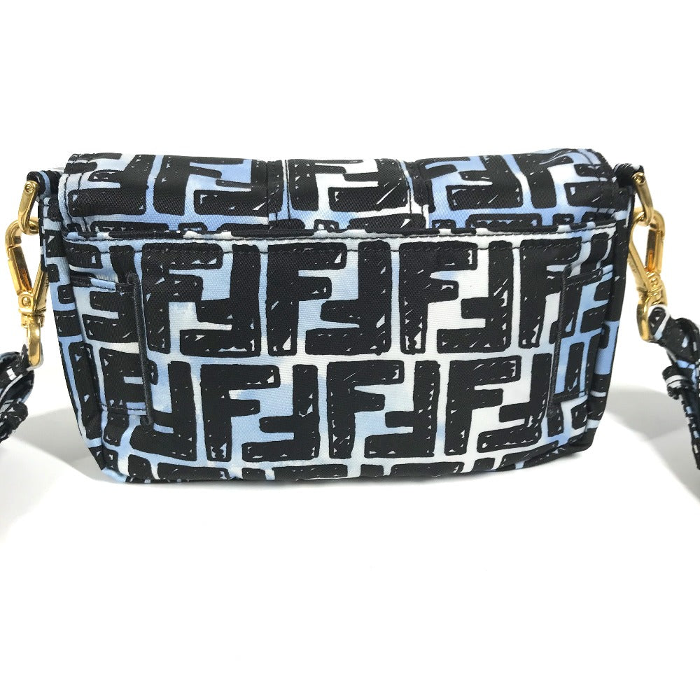 FENDI 8BR784  ジョシュアヴィーダス Joshua Vides コラボ ズッカ バゲット ミニ  2WAYバッグ 斜め掛け ポシェット ショルダーバッグ ナイロン ユニセックス ブルー - brandshop-reference