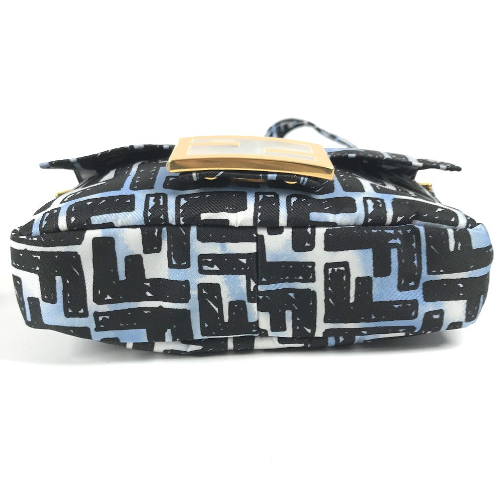 FENDI 8BR784  ジョシュアヴィーダス Joshua Vides コラボ ズッカ バゲット ミニ  2WAYバッグ 斜め掛け ポシェット ショルダーバッグ ナイロン ユニセックス ブルー - brandshop-reference