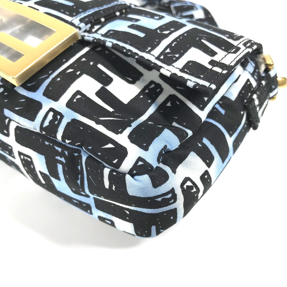 FENDI 8BR784  ジョシュアヴィーダス Joshua Vides コラボ ズッカ バゲット ミニ  2WAYバッグ 斜め掛け ポシェット ショルダーバッグ ナイロン ユニセックス ブルー - brandshop-reference