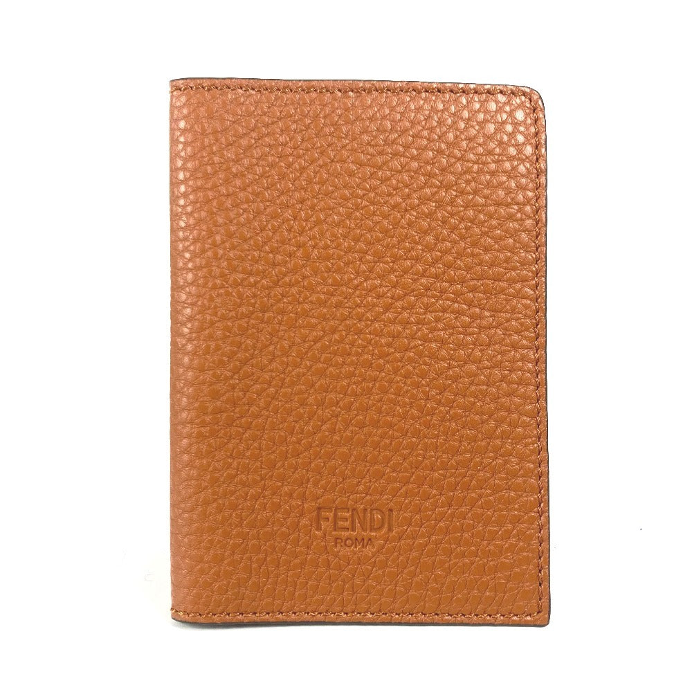 Fendi Logo Pasport Cover Stationery Passport Case Leather Unisex Brown