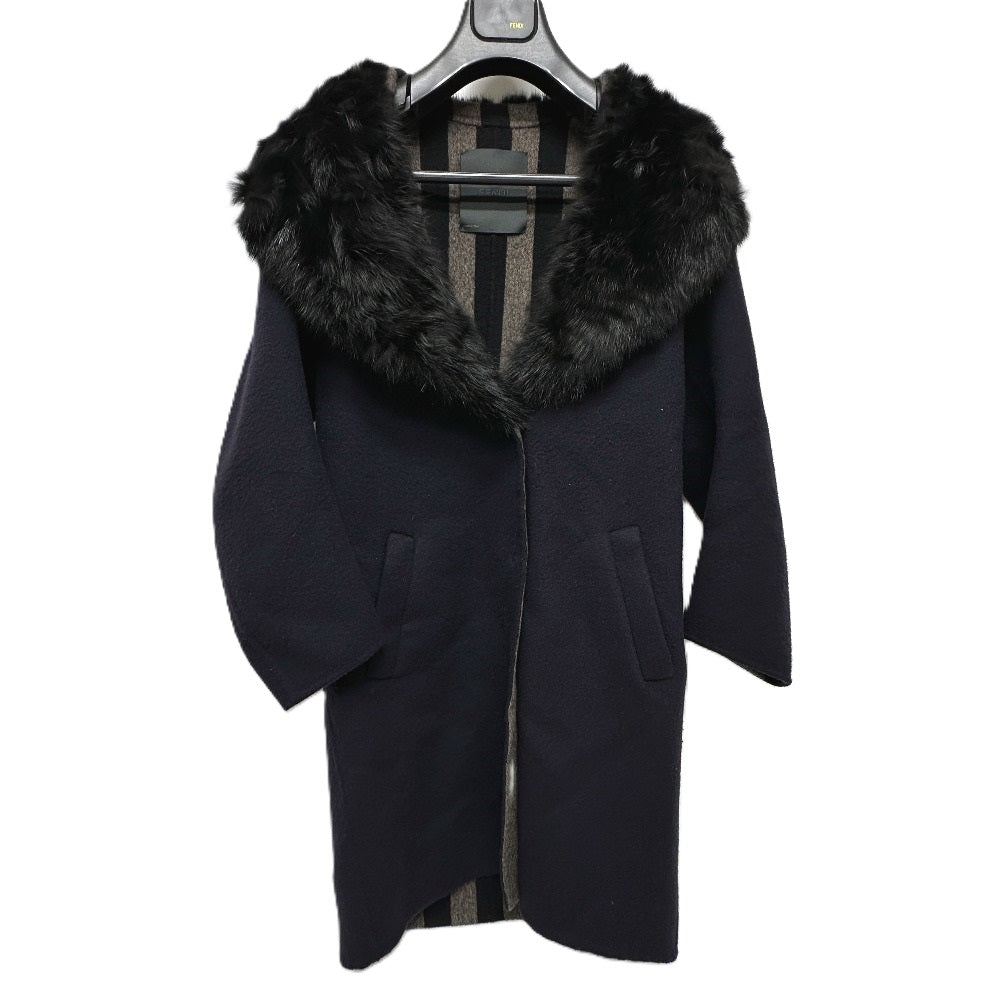 FENDI Women's Apparel Cashmere Fur Coat Black